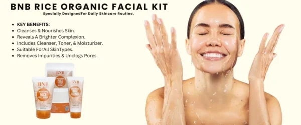 Bnb Whitening Rice Organic Glow Kit | Organic Rice Facial Skin Care Kit, Brightening Face Scrub (without Box) - Image 4