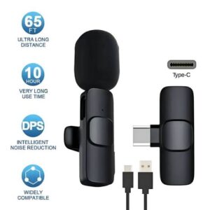 WIRELESS MIC K9 Single Microphone Mic Plug & Play USB Type C Plug Wireless Lavalier Microphone